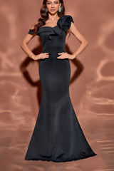 Flutter Sleeve Little Black Formal Dress