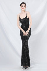 Elegant Sequin Cami Maxi Dress S / Black