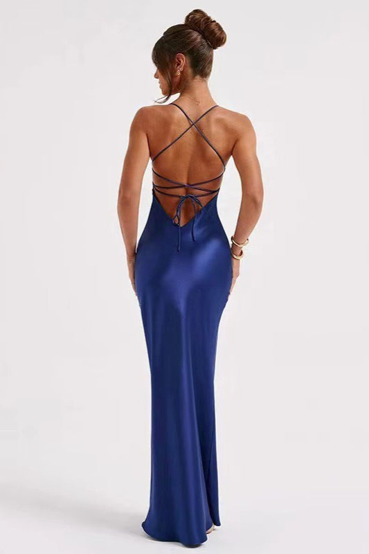 Back Tie Spaghetti Strap Formal Dress