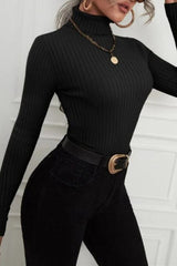 Fitted Long Sleeve Mock Neck Sweater