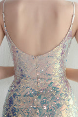 Iridescent Sequin Slit Bodycon Maxi Dress