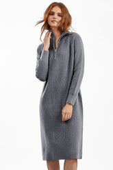 Zipper Pullover Sweater Dress