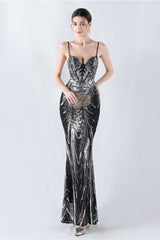 Boned Sequin Embroidered Formal Dress