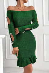 Off-Shoulder Slim Bodycon Sweater Dress