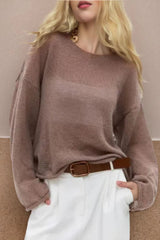 Openwork Round Neck Oversized Sweater