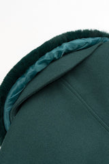 Green Detachable Fur Collar Wool Jacket