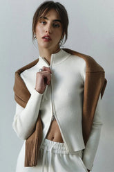 Double Zip Slim Knit Cardigan