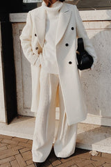 Solid Color Double Breast Lapel Overcoat