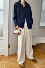 Double Zipper Shawl Collar Sweater