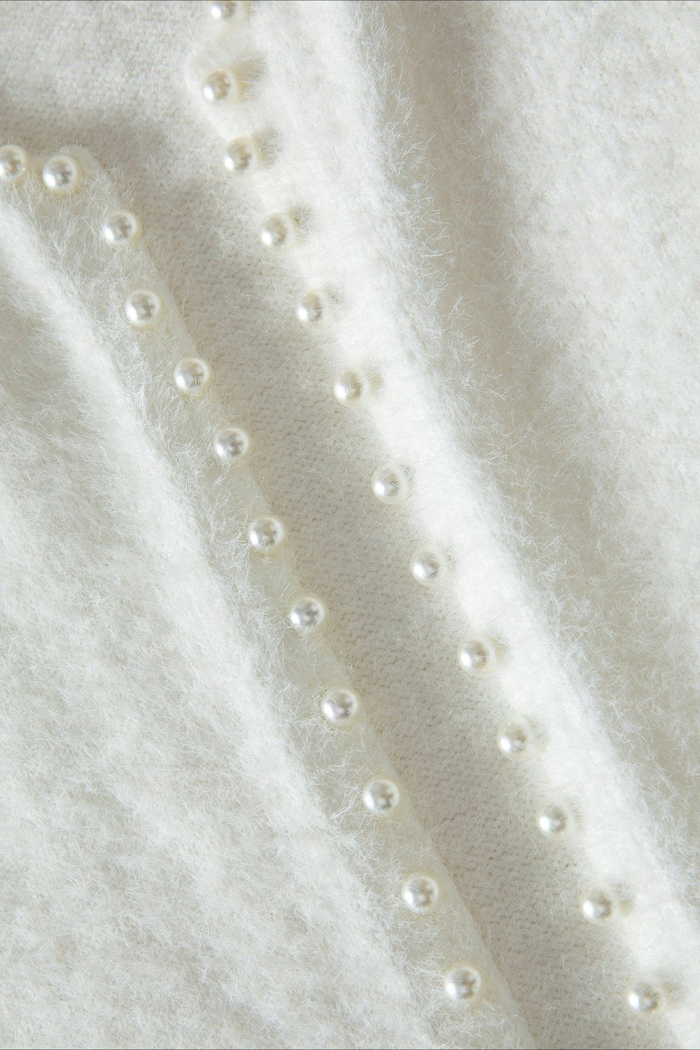 Elegant Pearl V Neck Knit Sweate