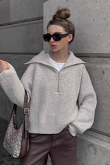 Half Zip Casual Knit Sweater