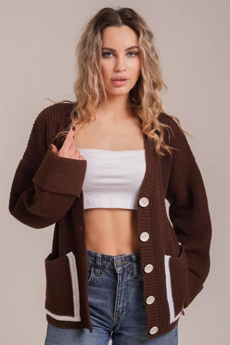 Color Block Pocket Cardigan