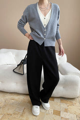 Two-Tone V-Neck Cardigan