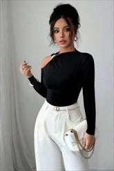 Metallic Trim Bodycon Knit Top