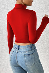 Slim Fit Cropped Turtleneck Top
