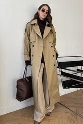 Extra Long Belted Waist Cotton Overcoat
