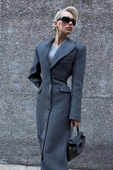 Notched Collar Single Breasted Slim Overcoat