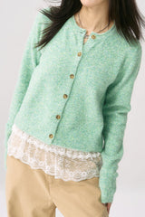 Green Roll Sleeve Cardigan