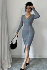 Slim Fit Midi Knit Sweater Dress