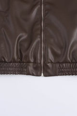 PU Leather Casual Lapel Jacket