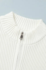 Casual Zip Front Knit Cardigan