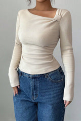 Classic Solid Color Slim Knit Top