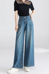 High Waist Wide Leg Cotton Jeans