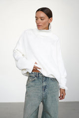 Solid Color Turtleneck Knit Sweater
