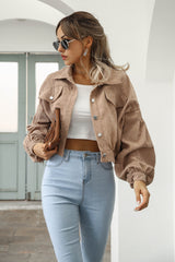 Button Up Corduroy Short Jacket