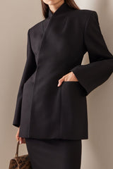 Long Sleeve Stand Collar Blazer