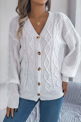 Knitted Long Sleeve Loose Single Breasted Cardigan