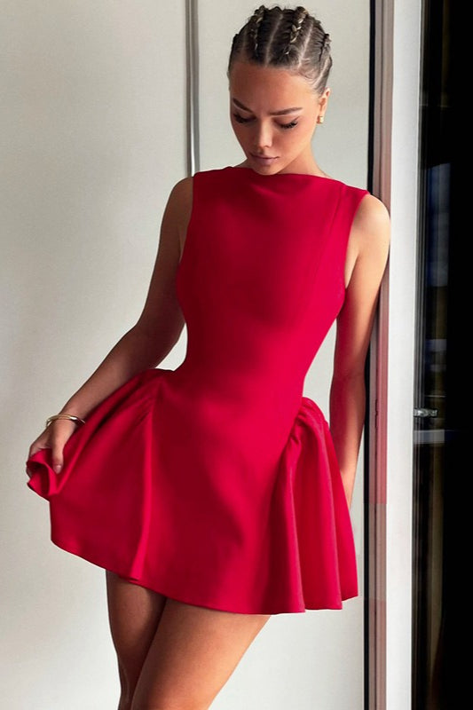 Solid Sleeveless Backless Bodycon Cocktail Dress