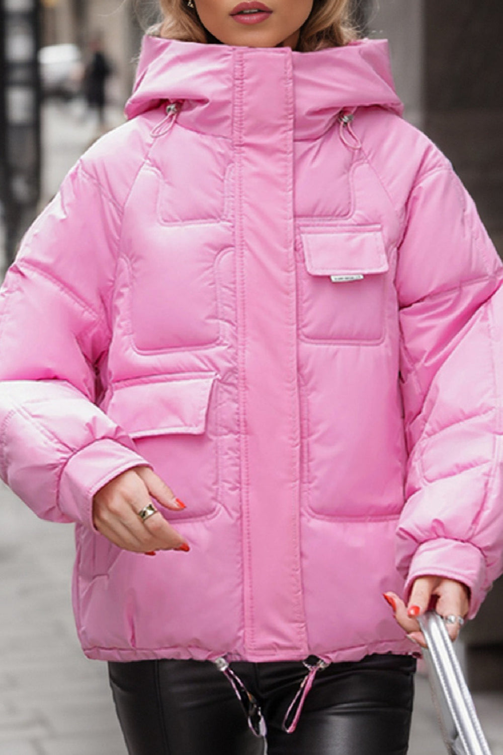 Cropped Insulated Cargo Puffer Jacket