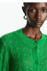 Mohair Blend Cable Knit Cardigan