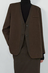 V Neck Single Breasted Blazer