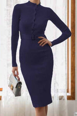 Button Front Bodycon Sweater Dress