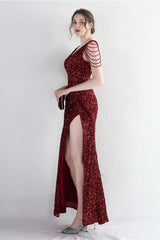 Statement Bead Mermaid Gown Formal Dress S / Red