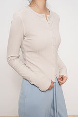 Lightweight Ribbed Cardigan White / S