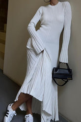 Slim Fit Crew Neck Sweater Dress S / White