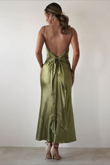 Satin Backless Tie Party Dress