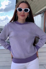 Relaxed Fit Herringbone Knit Sweater