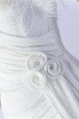 Ostrich Feather Embellished Maxi Dress