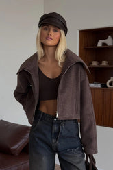 Relaxed Fit Lapel Casual Jacket S / Brown