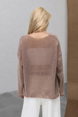 Openwork Round Neck Oversized Sweater