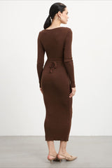 Deep V Hollow Out Knit Sweater Dress