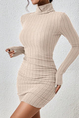 High Neck Slim Fit Knit Sweater Dress