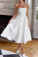 Strapless Elegant Party Dress XS / White