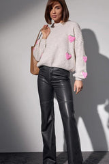 Strawberry Appliqué Chunky Knit Sweater