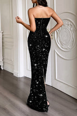 Strapless Bow Maxi Party Dress