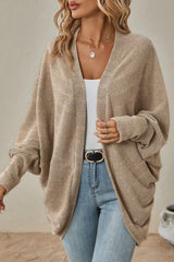 Solid Color Mid Length Cardigan S / Beige